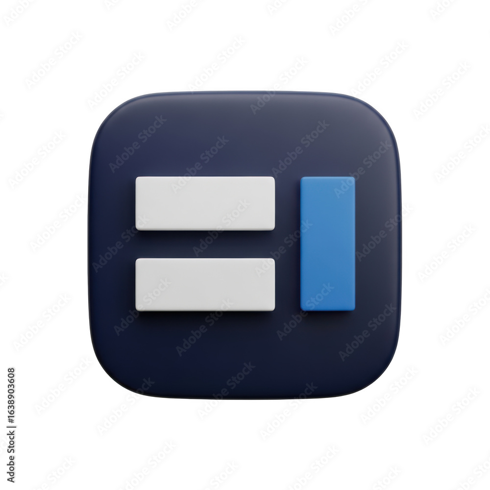 Poster 3d icon of abstract icon with blue and white rectangles isolated on transparent background