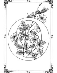 Floral 'Z' Monogram with Pen and Ink