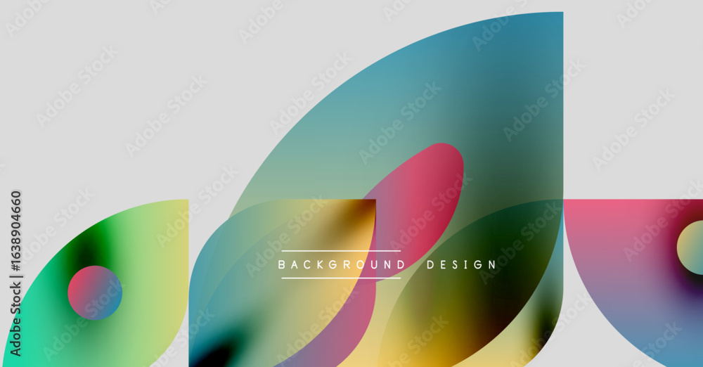 Poster abstract colorful shapes overlap. gradient hues create modern visual effect. minimalist design with 