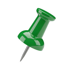 Green Push Pin - 3D Office Supply Icon for Note and Reminder Design