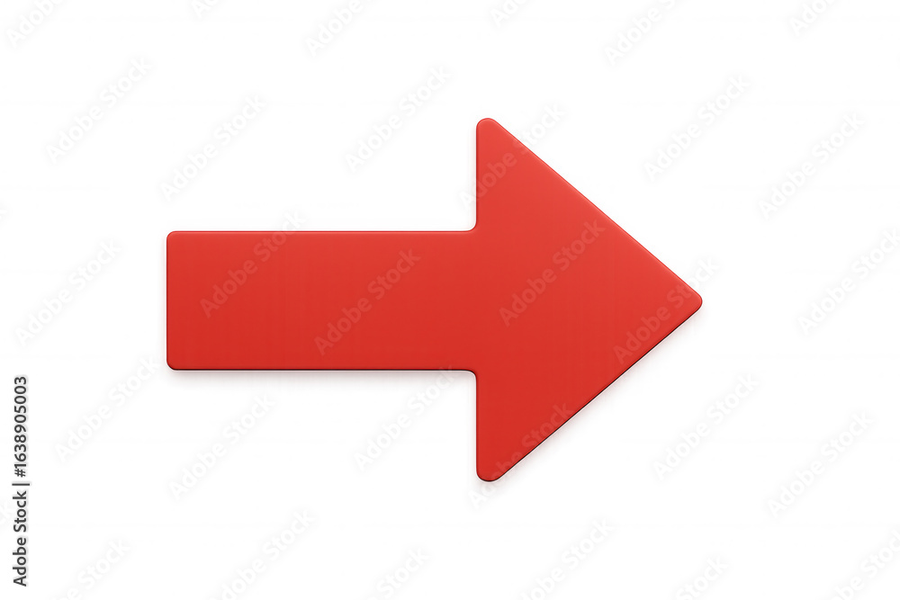 Poster simple red arrow pointing to the right on a transparent background, ideal for indicating direction o