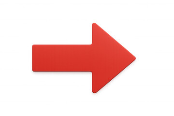 Simple red arrow pointing to the right on a transparent background, ideal for indicating direction or progress
