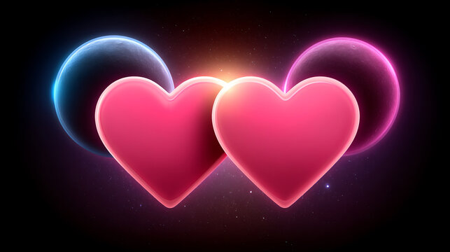 Naklejki a cosmic rendering where bright light beams converge in a heart shape