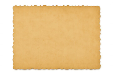 Fototapeta premium Rectangular sheet of aged paper with irregular edges, providing copy space on a transparent background