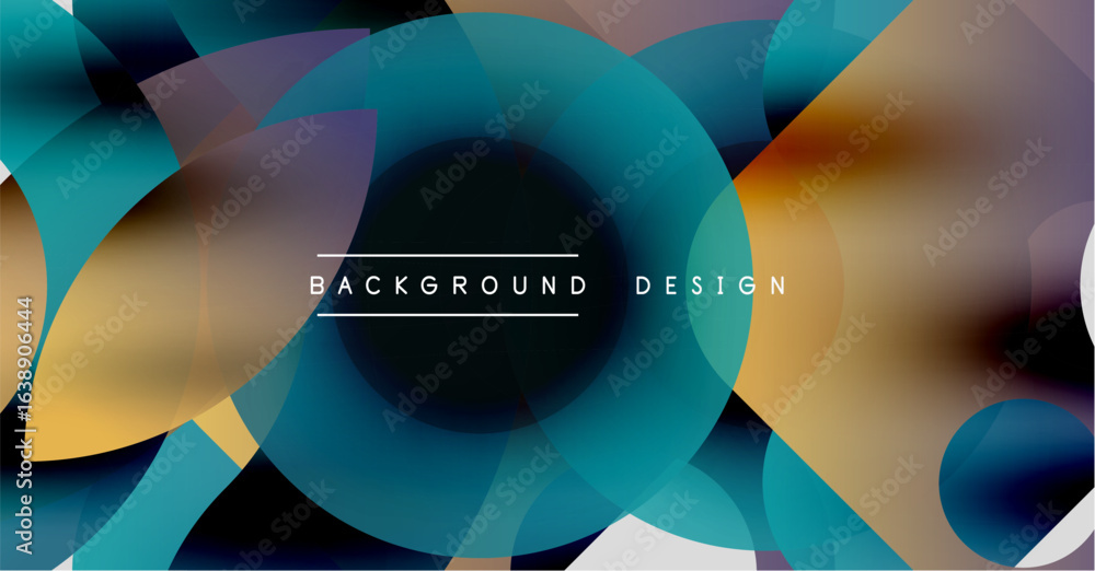 Poster abstract fluid shapes overlap, creating dynamic colorful background. gradient hues blend, forming mo