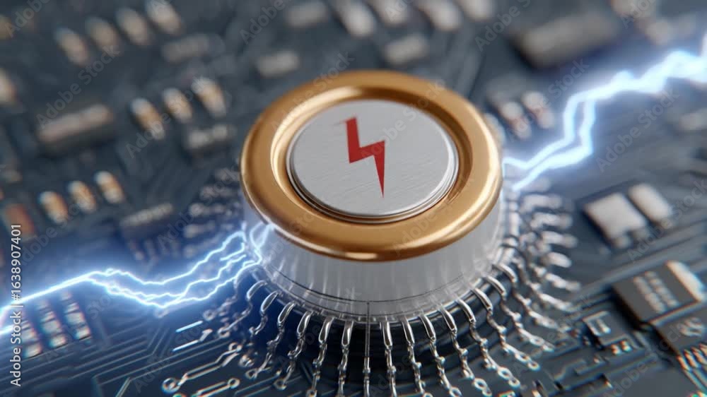Poster digital power surge: a close-up view of a digital circuit, highlighting the integration of cutting-e