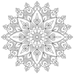 Mandala flower coloring page line art