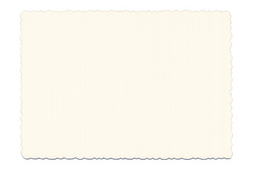 Fototapeta premium Vintage blank photo paper featuring ornate scalloped border, presenting aged nostalgic design against transparent backdrop