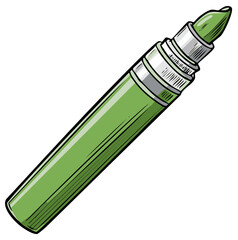 Green marker pen with metallic silver accents and a pointed tip