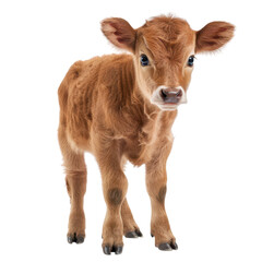 Adorable Young Calf Standing Proudly on a White Background