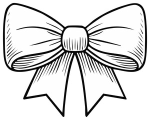 Obraz premium Black and white sketch of a bow for decoration and gift wrapping