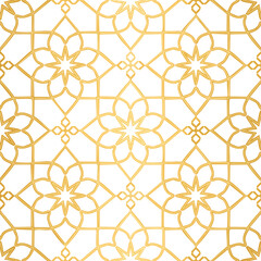 Seamless Golden Geometric Star Pattern on White Background geometric pattern