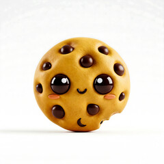 Fototapeta premium Cute Kawaii Chocolate Chip Cookie 3D Illustration