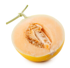 Golden Melon slices isolated on a transparent background