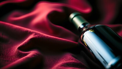 Elegant Red Wine Bottle Dark Textured Background