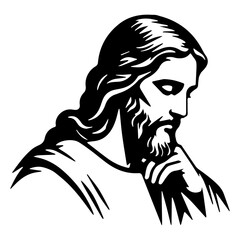 Pensive Jesus Christ Illustration