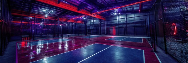 Modern Indoor Pickleball Courts with Multiple Sections and Boundary Fencing Premium Venue for Growing Sport Events and Active Lifestyle Marketing Content