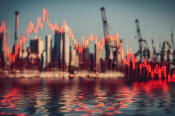 Professional Stock Market Crisis Visual with Descending Red Graph and Volatility Analysis for Modern Corporate Business Marketing and Editorial Use