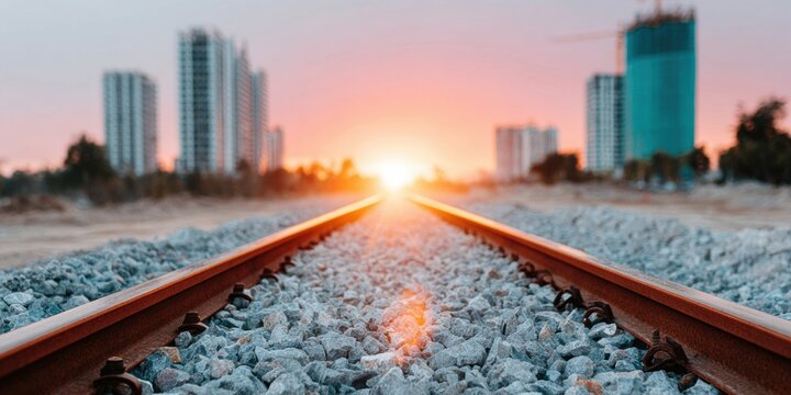 Modern Urban Infrastructure with Rail Tracks and Cycling Paths Premium Cityscape Content for Professional Planning and Lifestyle Marketing Campaigns