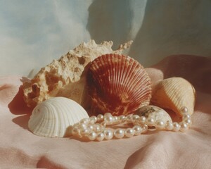 Elegant Coastal-Inspired Seashell and Pearl Bracelet Set Premium Natural Jewelry Collection for Modern Style, Social Media Marketing, and Lifestyle Branding