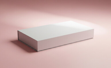 Naklejka premium Flat Rectangular Box Packaging Mockup On Pastel Pink Background