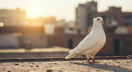 Obraz premium Portrait of a white pigeon bird in close-up detail