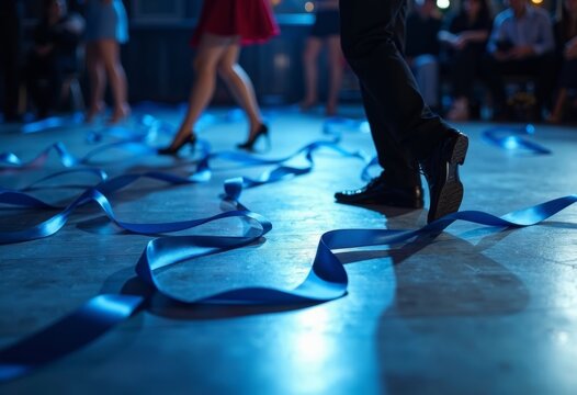 Dance scene with ribbon light and shadow