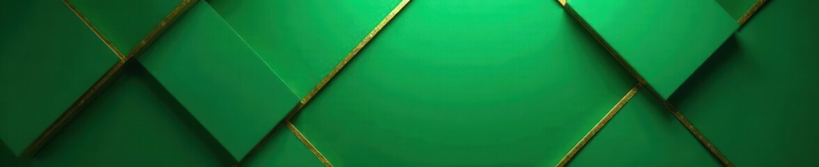 Emerald geometric backdrop, gold diagonal lines intersect, art deco design, diagonal, opulent