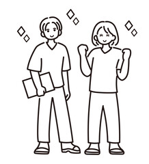 研修医の全身イラスト　線画のみ