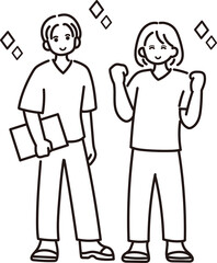 研修医の全身イラスト　線画のみ