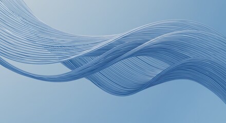 Flowing abstract blue lines creating a dynamic, wave-like pattern against a soft gradient background.