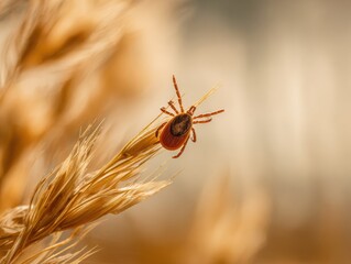 Professional High-Quality Lyme Disease Tick on Wild Grass for Public Health Education and Environmental Awareness Marketing Campaigns