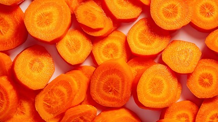 Sliced Carrots Close-up Fresh and Vibrant Texture Top View