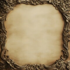 Ornate antique decorative border with subtle floral and scrollwork elements on a textured parchment background, vintage elegance