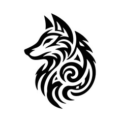 Obraz premium Wolf Head Tribal Tattoo Design Isolated Vector