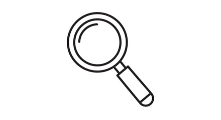 Simple Black Line Art Magnifying Glass Icon