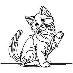 A Playful Cat Rendered in One Continuous Fine Line