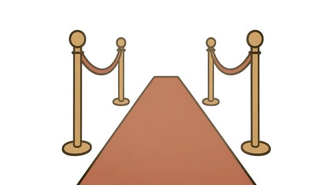 Red Carpet Entrance with Stanchions: Simple Cartoon Illustration