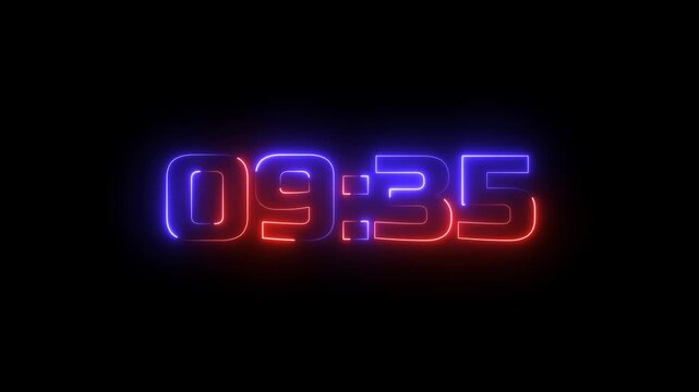 Glowing neon 10 minutes countdown digital timer.