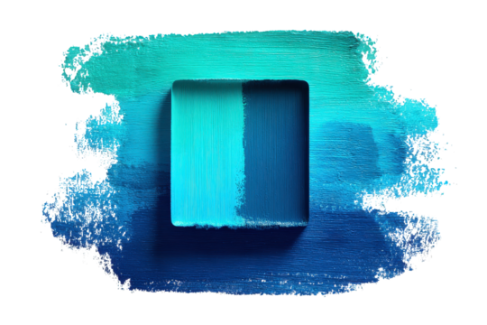 Abstract Blue Color Palette with Brush Stroke Texture on Transparent Background