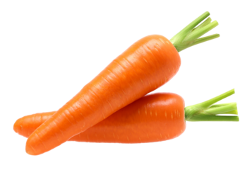 two carrots isolated, carrot macro studio photo, transparent PNG, PNG format