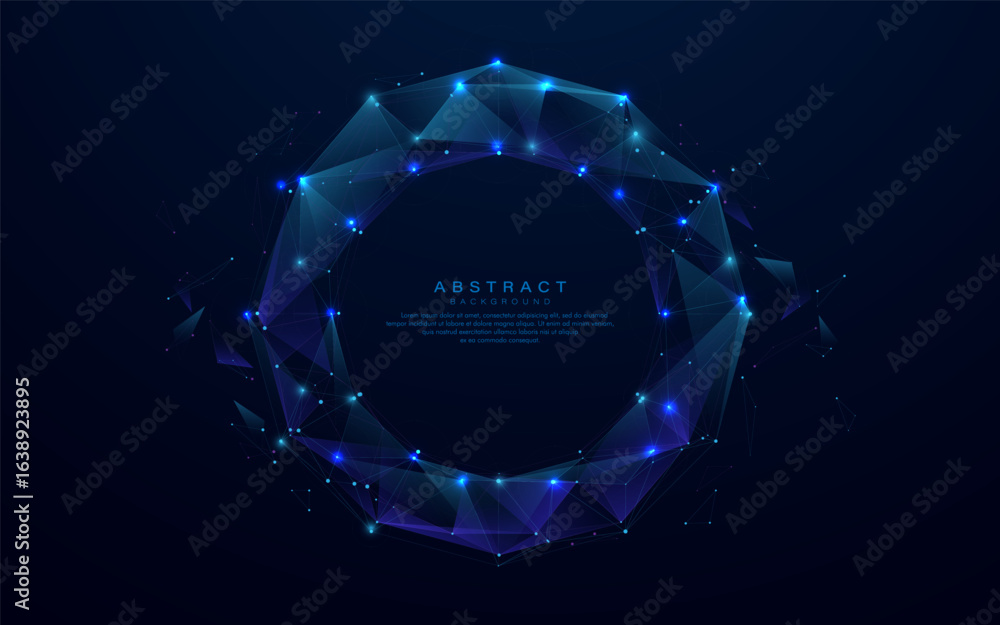 Poster abstract circle loop sign with futuristic hi technology. low poly polygon wireframe