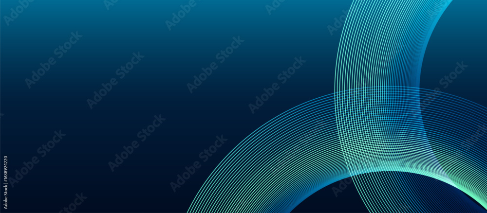 Poster blue and green minimal dynamic curved lines abstract futuristic hi technology background with lighti