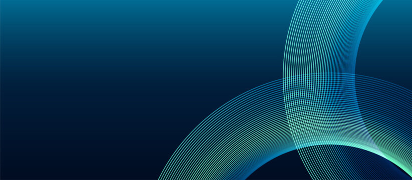 Blue and green minimal dynamic curved lines abstract futuristic hi technology background with lighting effect