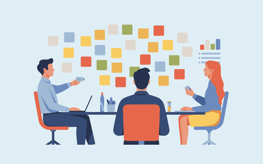 Office Team Brainstorming with Sticky Notes
