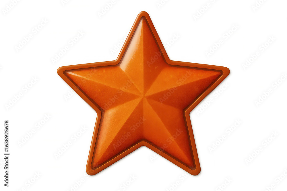 Aufkleber bright orange five-pointed star with facets, creating a striking visual on a transparent background