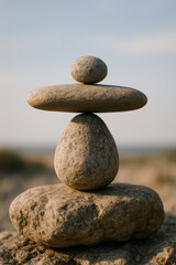 Balance harmony and stability create a peaceful scene with stones stacked naturally outdoors