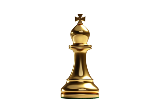 Gold chess pawn 3D rendering isolated for strategy game display.