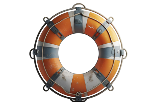 Beach lifebuoy 3D rendering isolated for safety and seaside rescue display.