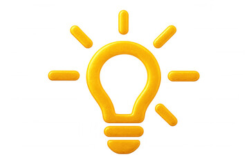 Luminous yellow light bulb radiating creativity, representing innovative thinking against transparent backdrop